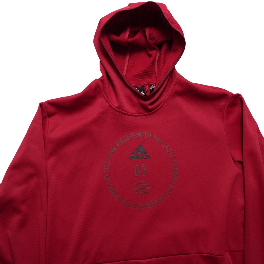Adidas Hoodie Mens 2XL Red‎ Three Stripes Graphic Pullover EB8380